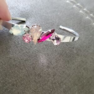 Chic Silver Cuff with Colorful Gems